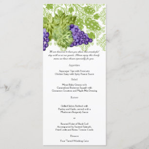Menu de mariage de jardin de vigne