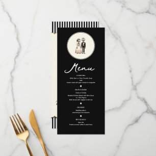 Menu de mariage de la mariée squelette de dessin a