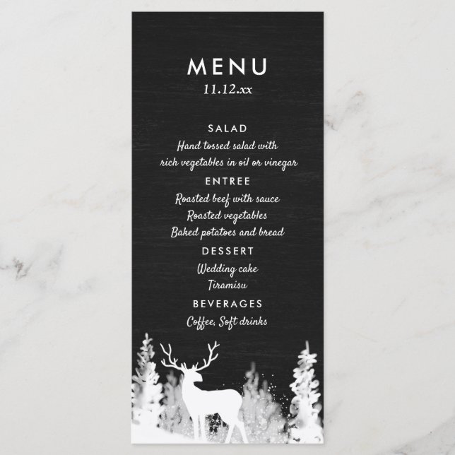 Menu de mariage de Noël Renne Tableau noir (Devant)