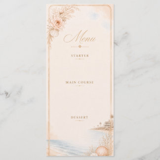 Menu de mariage de plage à l'aquarelle modifiable