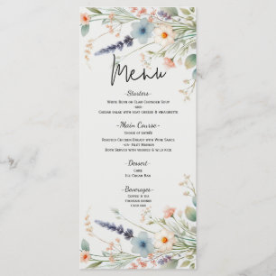 Menu de mariage de printemps aux fleurs sauvages a