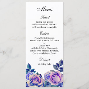 Menu de mariage de roses violettes dîner Floral me