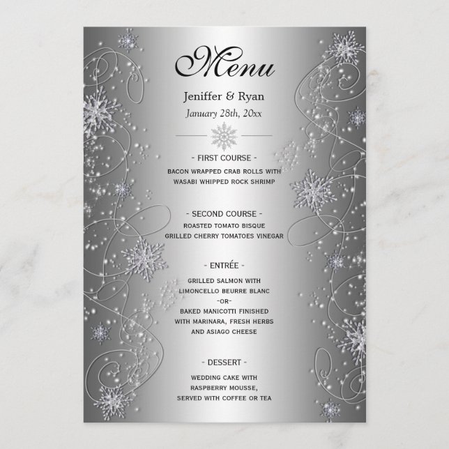 Menu de mariage d'hiver élégant (Devant)