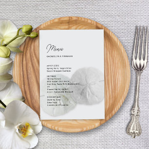 Menu de mariage Dollars de Sable Gris Neutre