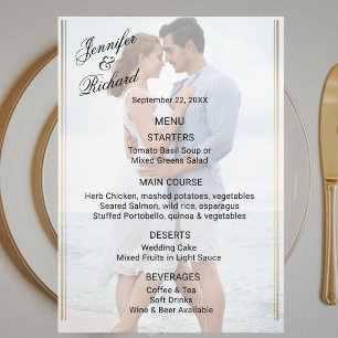 Menu de mariage double face avec photo d'élégance 