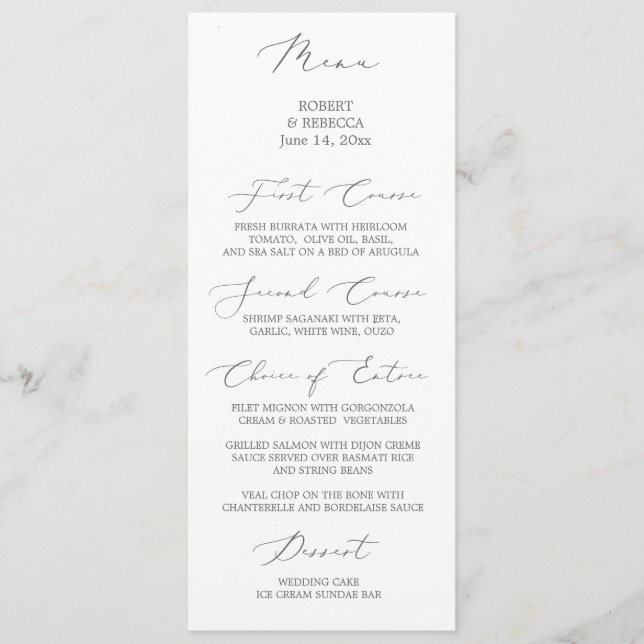 Menu de mariage doux et élégant (Devant)