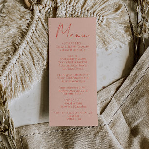 Menu de mariage écrit à la main rose orange rétro