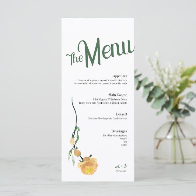 Menu de mariage élégant (Debout devant)