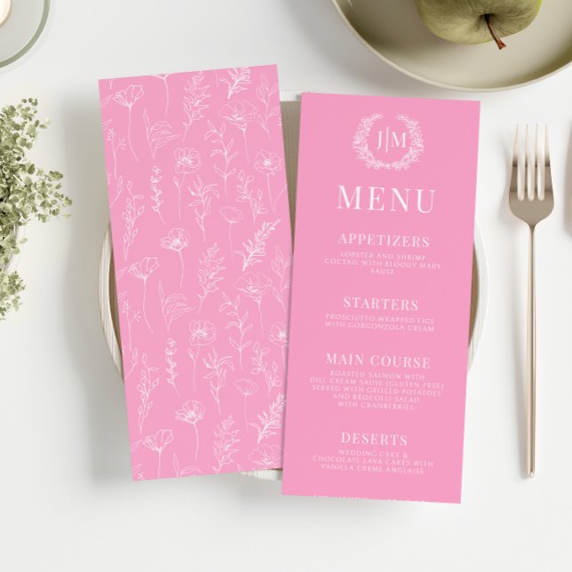 Menu de mariage élégant à fleurs blanches chaudes (Créateur téléchargé)