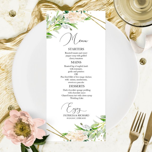 Menu de mariage élégant à motifs géométriques et v (Créateur téléchargé)
