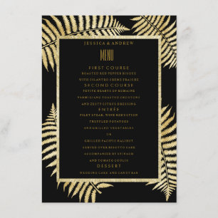 Menu de mariage élégant avec feuilles de fougère e