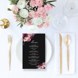 Menu de mariage élégant bohème floral