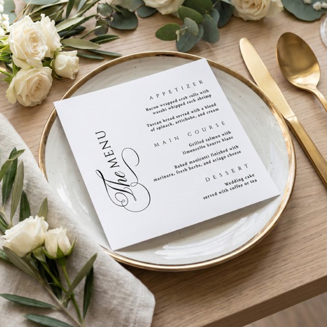 Menu de mariage élégant carré calligraphié (Créateur téléchargé)
