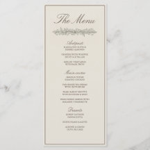 Menu de mariage élégant classique à bordure floral