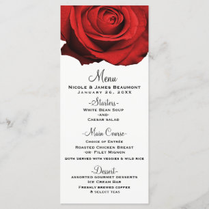 Menu de mariage élégant et glamour Rose rouge mode