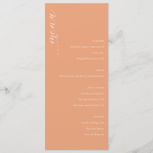 Menu de mariage élégant et minimaliste Peach