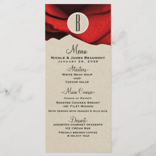 Menu de mariage élégant et rustique avec force ros
