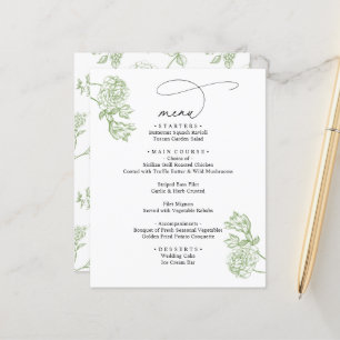 Menu de mariage élégant floral moderne écriture sa
