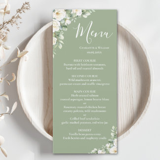 Menu de mariage élégant floral verdure
