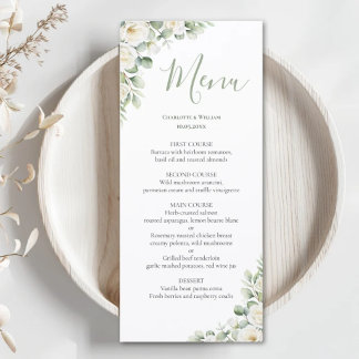 Menu de mariage élégant floral verdure