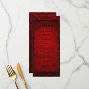 Menu de mariage élégant gothique Halloween