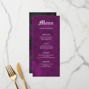 Menu de mariage élégant gothique halloween violet
