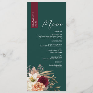 Menu de mariage Emerald Burgundy avec nom