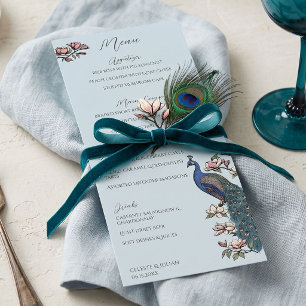Menu de mariage en chinoiserie au paon dessiné à l