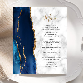 Menu de mariage en marbre bleu or or agate bon mar