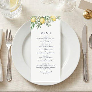 Menu de mariage estival italien au citron plat