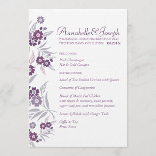 Menu de mariage - fleurs de cerisier