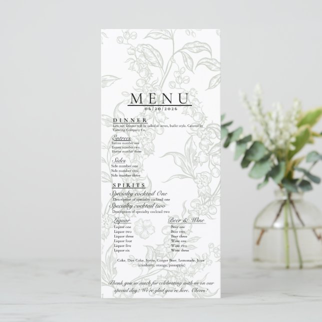 Menu de mariage floral (Debout devant)