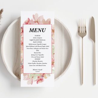 Menu de mariage floral 4x9
