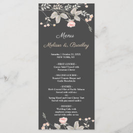 Menu de mariage floral à l'aquarelle élégant et ch
