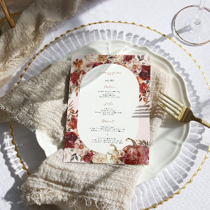 Menu de mariage floral automnal bohème