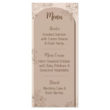 Menu de mariage floral beige élégant
