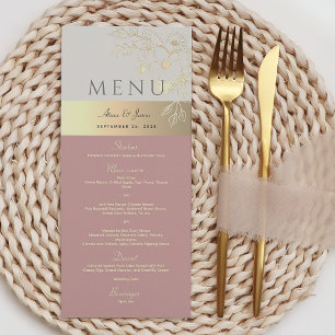 Menu de mariage floral bohème rose poussiéreuse ro