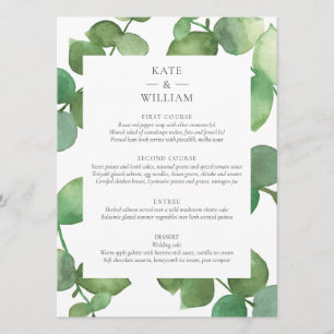 Menu de mariage floral boho eucalyptus