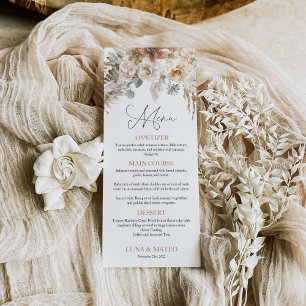 Menu de mariage floral Boho Terracotta