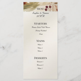 Menu de mariage floral botanique d'automne