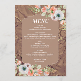 Menu de mariage floral d'automne
