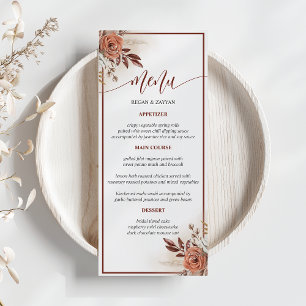 Menu de mariage floral Herbe des Pampas Terracotta