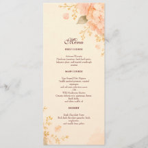 Menu de mariage floral Hortensia Or et Pêche Douce