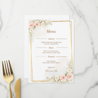 Menu de mariage floral romantique Pivoine rose pou