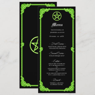 Menu de mariage gothique à l'éclat vert ensorcelé