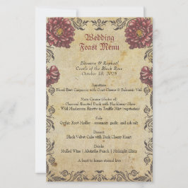 Menu de mariage gothique avec fleurs sombres et st
