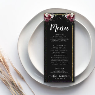 Menu de mariage gothique de romance sombre