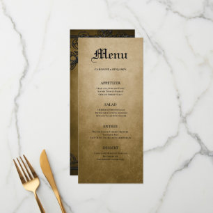 Menu de mariage gothique élégant d'Halloween
