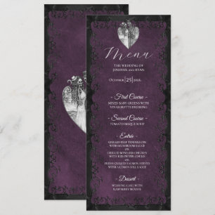 Menu de mariage gothique violet élégant