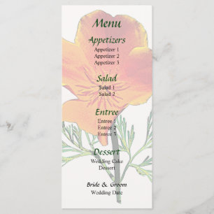 Menu de mariage gros plan sur le pavot de Californ